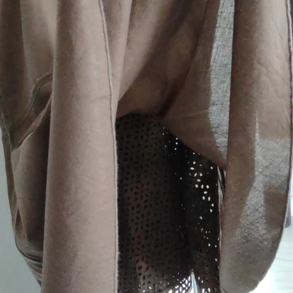 Vintage Size XL Skirt & Open front Jacket Brown open work embroidery Johnny Was? - Picture 11 of 15